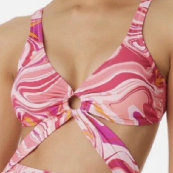 NWT! Jessica Simpson Pink Good Vibrations Cutout One Piece Swimsuit NEW! - Picture 3 of 3